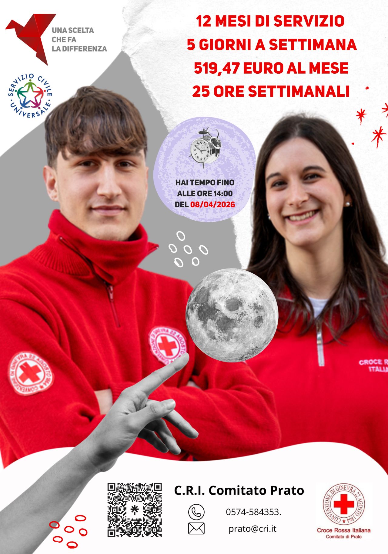 Servizio Civile Universale - C.R.I. Prato  - PROROGA SCADENZA DOMANDE ore 14:00 del 16/04/2026