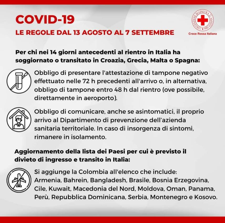 Regole 13 agosto - 7 settembre 2020