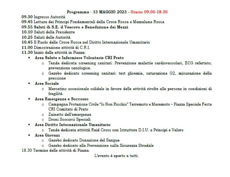 Programma Festa del 13 maggio 2023